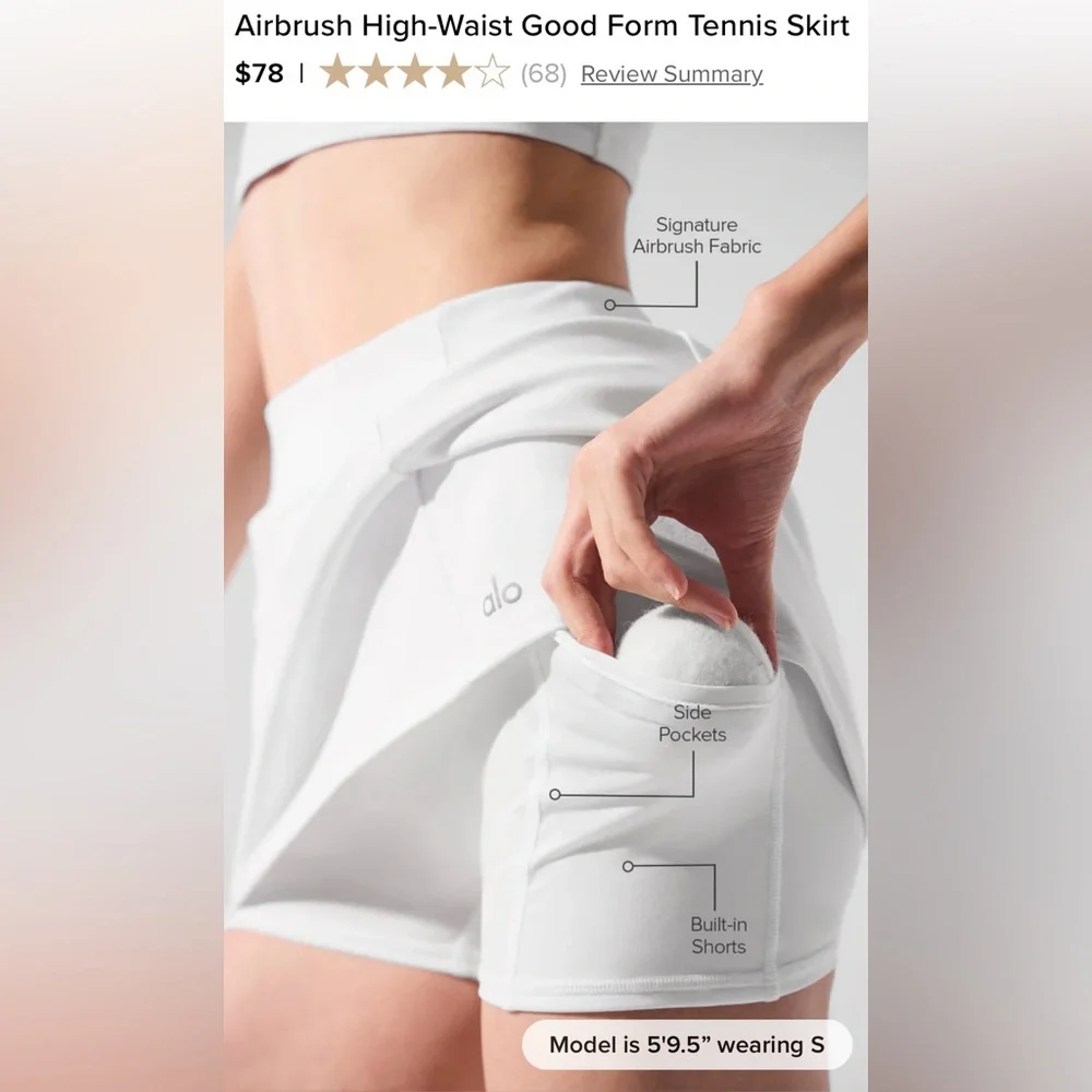 (NWT) ALO YOGA Airbrush High-Waist Good Form Tennis Skirt (with short attached)